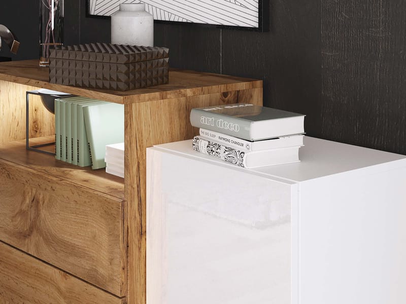 skap Kommode 2 dører 3 skuffer URBAN URBIII1500 + LED grå, brun - Oppbevaring - Oppbevaringsmøbler - Sideboard & skjenk