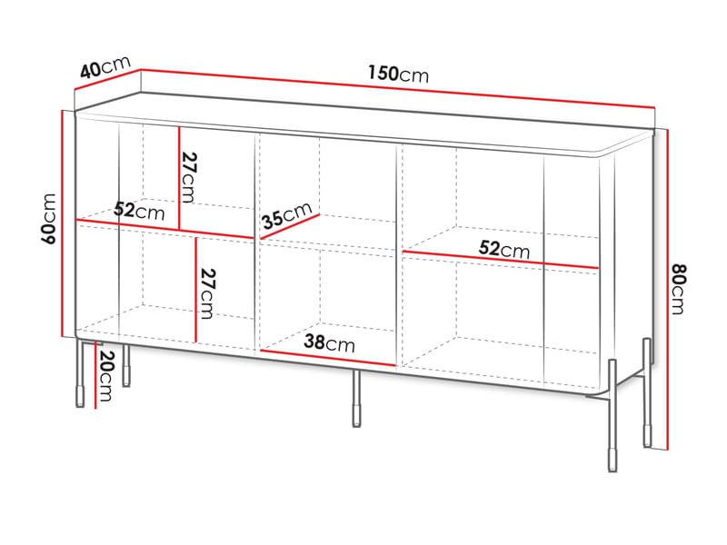 skap NO_BRAND Kommode VERA 150 brun - Oppbevaring - Oppbevaringsmøbler - Sideboard & skjenk