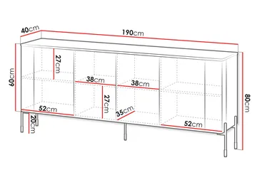 skap NO_BRAND Kommode VERA 190 brun - Oppbevaring - Oppbevaringsmøbler - Sideboard & skjenk