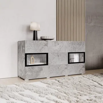 Skjenk Baros 2 Dører med 3 Skuffer - Betonglys - Oppbevaring - Oppbevaringsmøbler - Sideboard & skjenk