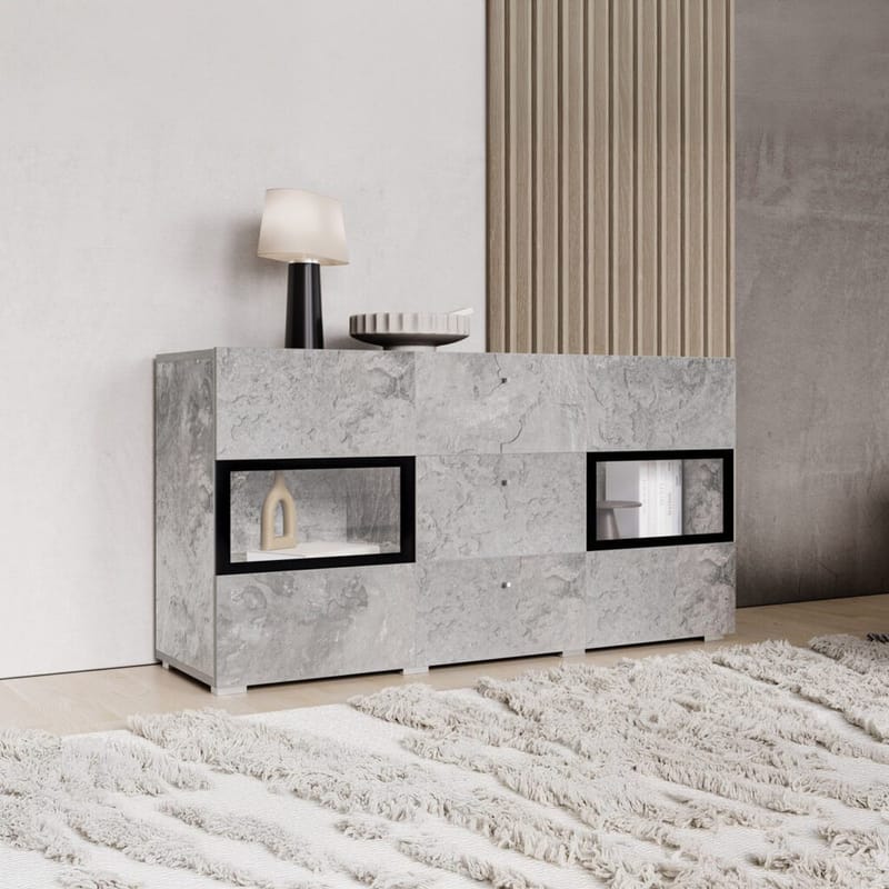 Skjenk Baros 2 Dører med 3 Skuffer - Betonglys - Oppbevaring - Oppbevaringsmøbler - Sideboard & skjenk