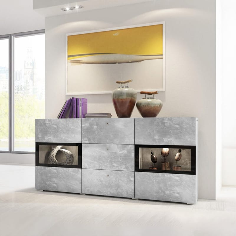 Skjenk Baros 2 Dører med 3 Skuffer - Betonglys - Oppbevaring - Oppbevaringsmøbler - Sideboard & skjenk