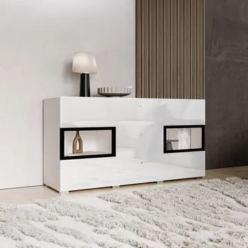 Skjenk Baros 2 Dører med 3 Skuffer - Hvit Laminat - Oppbevaring - Oppbevaringsmøbler - Sideboard & skjenk