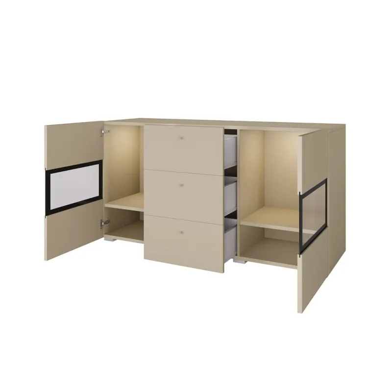 Skjenk Baros 2 Dører med 3 Skuffer - Lys beige - Oppbevaring - Oppbevaringsmøbler - Sideboard & skjenk