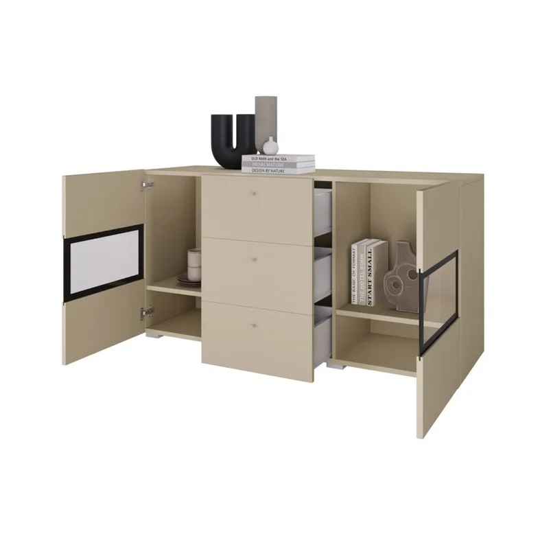 Skjenk Baros 2 Dører med 3 Skuffer - Lys beige - Oppbevaring - Oppbevaringsmøbler - Sideboard & skjenk
