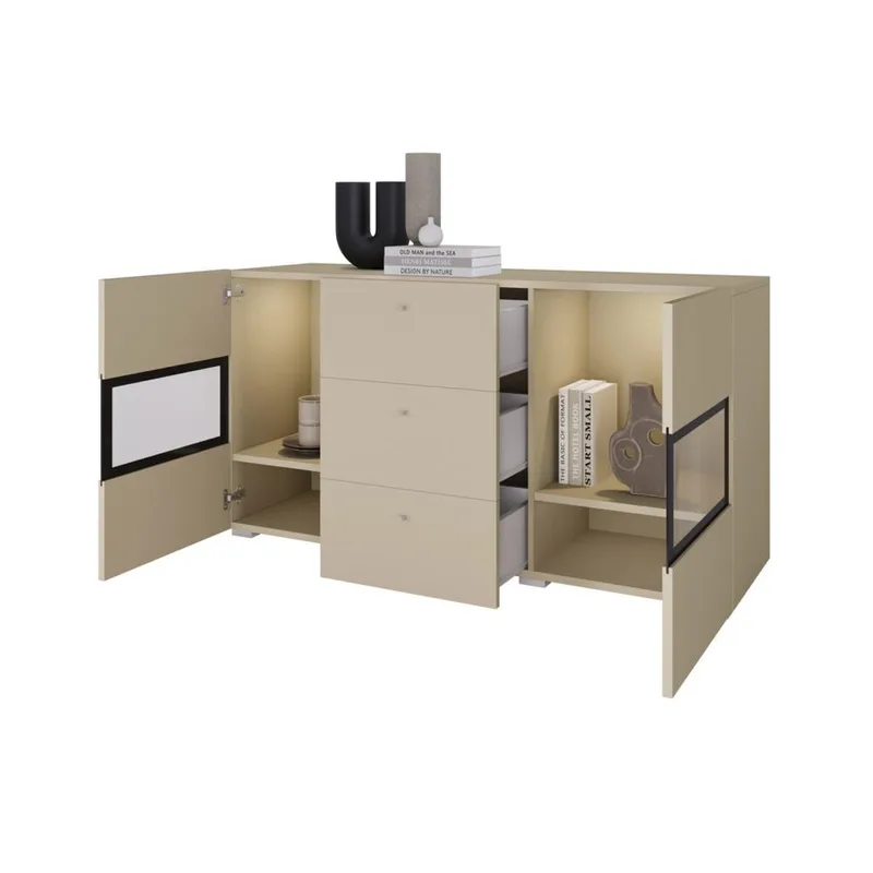 Skjenk Baros 2 Dører med 3 Skuffer - Lys beige - Oppbevaring - Oppbevaringsmøbler - Sideboard & skjenk