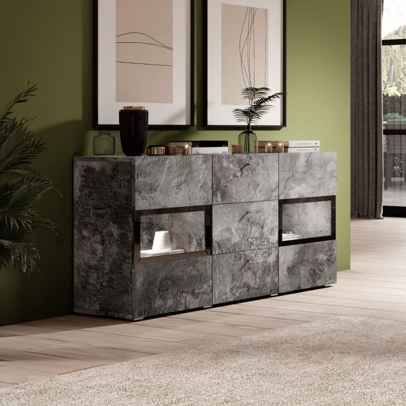 Skjenk Baros 2 Dører med 3 Skuffer - Skifer - Oppbevaring - Oppbevaringsmøbler - Sideboard & skjenk