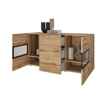 Skjenk Baros 2 Dører med 3 Skuffer - Wotan eik - Oppbevaring - Oppbevaringsmøbler - Sideboard & skjenk