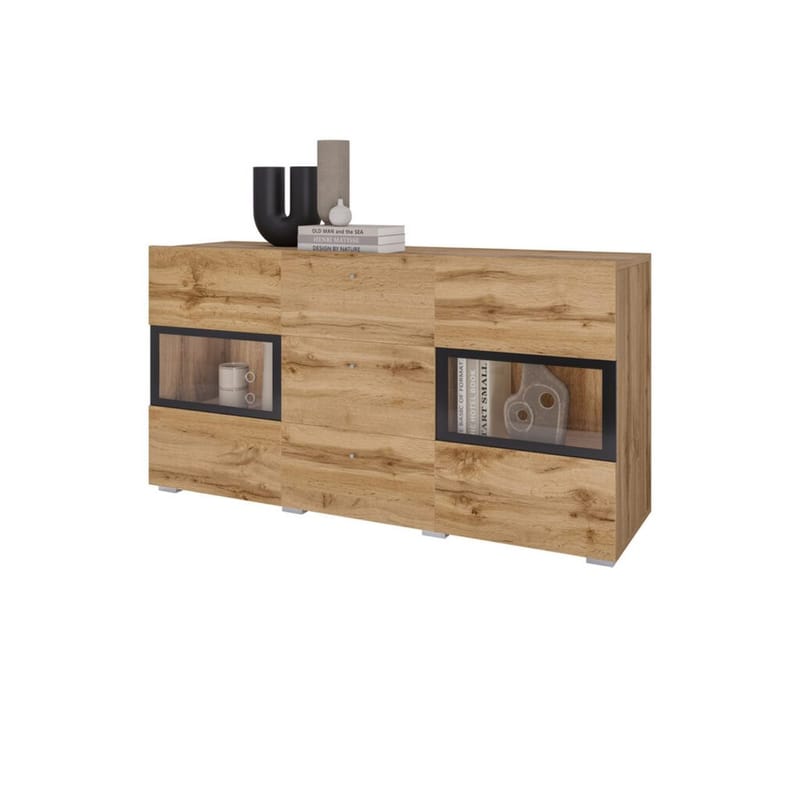 Skjenk Baros 2 Dører med 3 Skuffer - Wotan eik - Oppbevaring - Oppbevaringsmøbler - Sideboard & skjenk