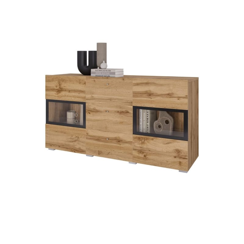 Skjenk Baros 2 Dører med 3 Skuffer - Wotan eik - Oppbevaring - Oppbevaringsmøbler - Sideboard & skjenk