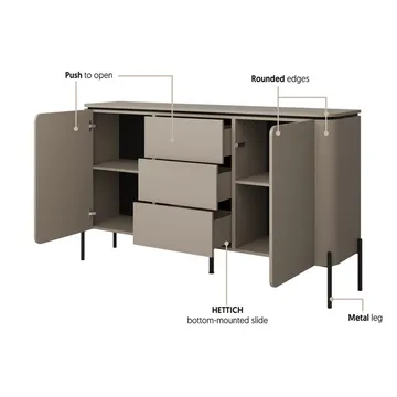 Skjenk Bello 2 Dører med 3 Skuffer - Oppbevaring - Oppbevaringsmøbler - Sideboard & skjenk