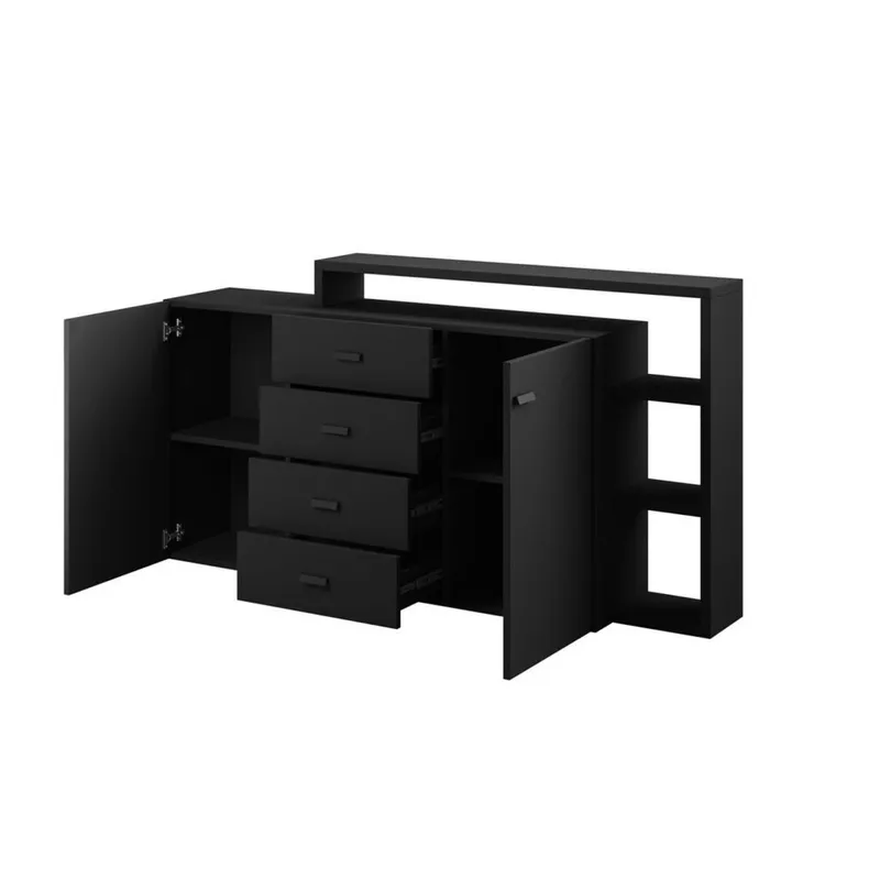 Skjenk Bota 2 Dører med 4 Skuffer - Black Supermatt - Oppbevaring - Oppbevaringsmøbler - Sideboard & skjenk