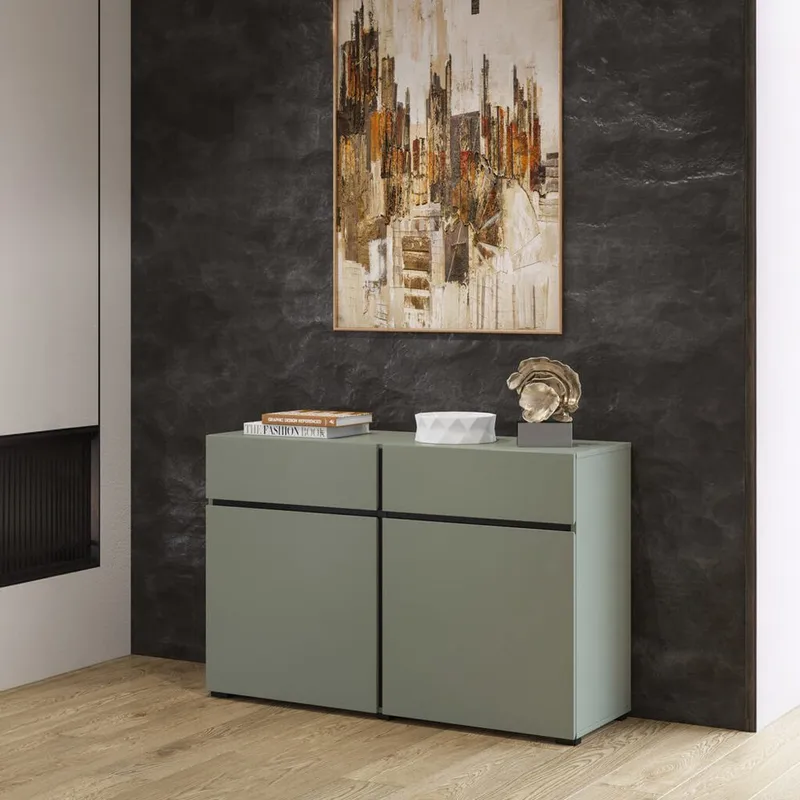 Skjenk Cross 2 Dører med 2 Skuffer - Grønn - Svart - Oppbevaring - Oppbevaringsmøbler - Sideboard & skjenk