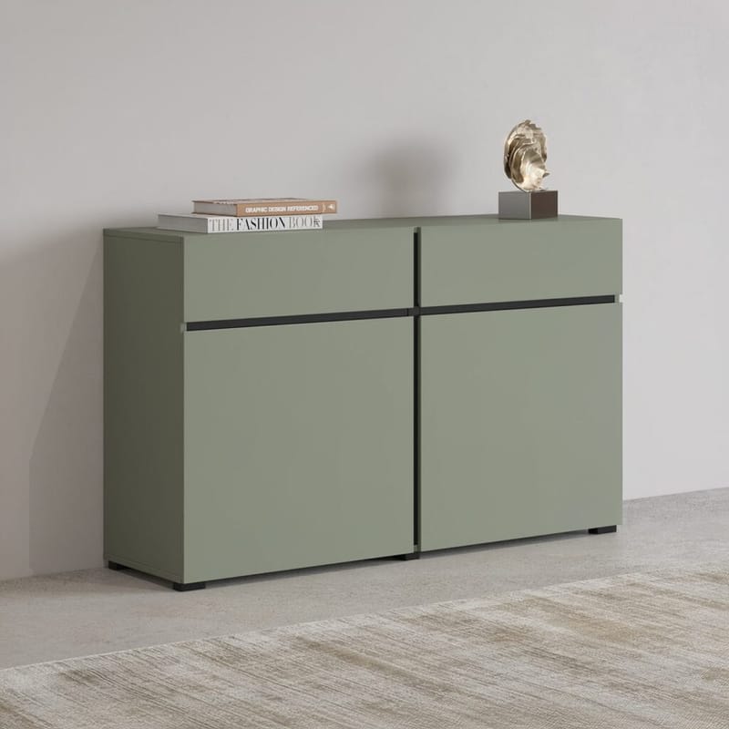 Skjenk Cross 2 Dører med 2 Skuffer - Grønn - Svart - Oppbevaring - Oppbevaringsmøbler - Sideboard & skjenk