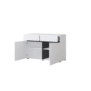 Skjenk Cross 2 dører med 2 skuffer - Hvit - Svart - Oppbevaring - Oppbevaringsmøbler - Sideboard & skjenk