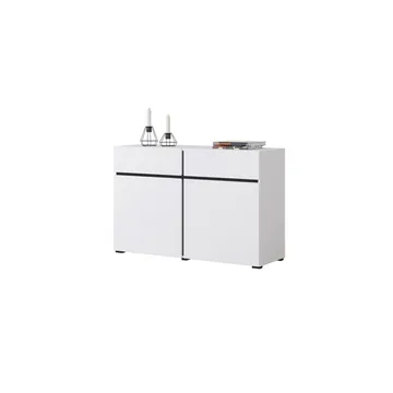 Skjenk Cross 2 dører med 2 skuffer - Hvit - Svart - Oppbevaring - Oppbevaringsmøbler - Sideboard & skjenk