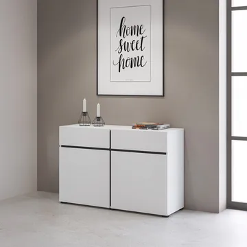 Skjenk Cross 2 dører med 2 skuffer - Hvit - Svart - Oppbevaring - Oppbevaringsmøbler - Sideboard & skjenk
