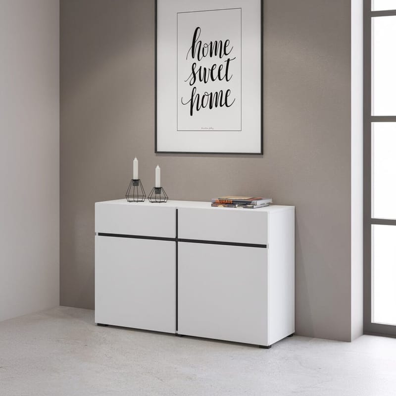 Skjenk Cross 2 dører med 2 skuffer - Hvit - Svart - Oppbevaring - Oppbevaringsmøbler - Sideboard & skjenk