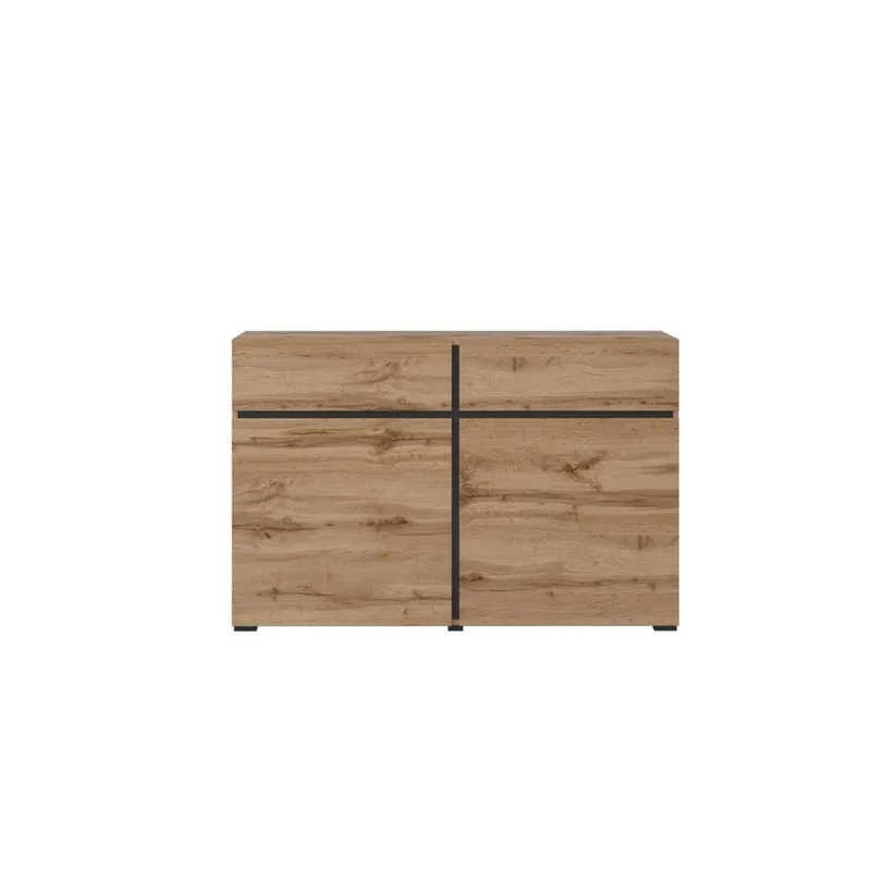 Skjenk Cross 2 Dører med 2 Skuffer - Wotan eik - svart - Oppbevaring - Oppbevaringsmøbler - Sideboard & skjenk