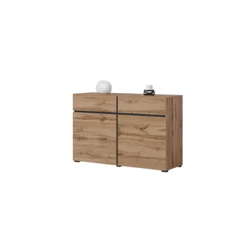 Skjenk Cross 2 Dører med 2 Skuffer - Wotan eik - svart - Oppbevaring - Oppbevaringsmøbler - Sideboard & skjenk