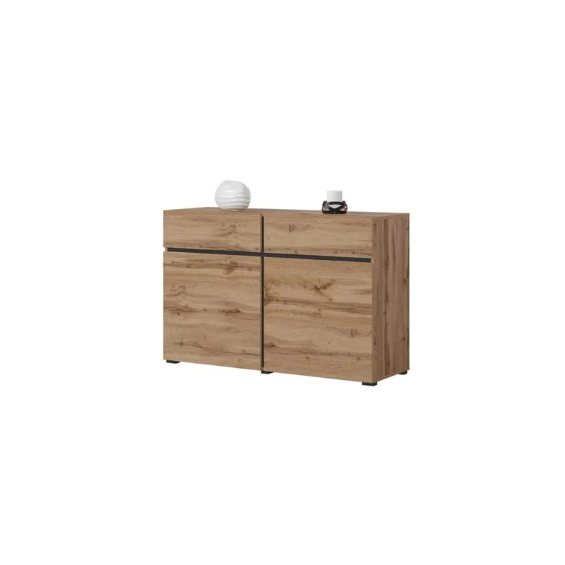 Skjenk Cross 2 Dører med 2 Skuffer - Wotan eik - svart - Oppbevaring - Oppbevaringsmøbler - Sideboard & skjenk