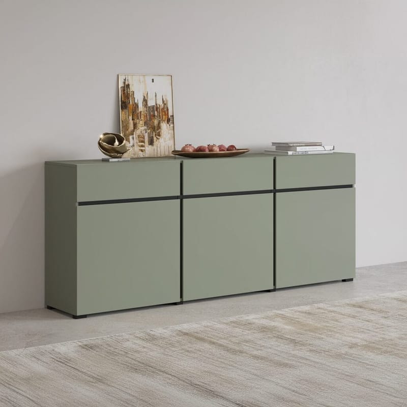 Skjenk Cross 3 Dører med 3 Skuffer - Grønn - Svart - Oppbevaring - Oppbevaringsmøbler - Sideboard & skjenk