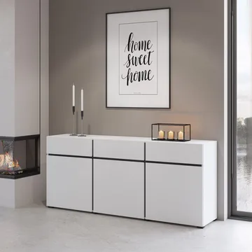 Skjenk Cross 3 Dører med 3 Skuffer - Hvit - Svart - Oppbevaring - Oppbevaringsmøbler - Sideboard & skjenk