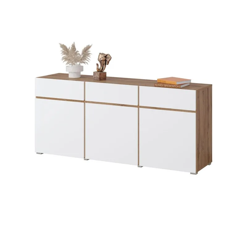 Skjenk Cross 3 Dører med 3 Skuffer - Hvit - Oppbevaring - Oppbevaringsmøbler - Sideboard & skjenk