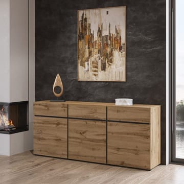 Skjenk Cross 3 Dører med 3 Skuffer - Wotan eik - svart - Oppbevaring - Oppbevaringsmøbler - Sideboard & skjenk