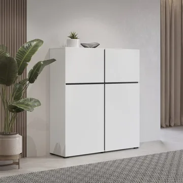 Skjenk Cross 4 Dører - Hvit - Svart - Oppbevaring - Oppbevaringsmøbler - Sideboard & skjenk