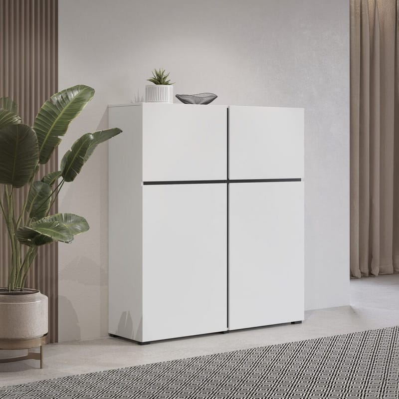 Skjenk Cross 4 Dører - Hvit - Svart - Oppbevaring - Oppbevaringsmøbler - Sideboard & skjenk