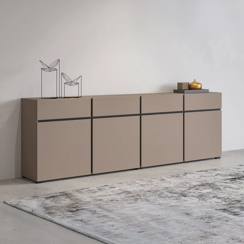 Skjenk Cross 4 dører med 4 skuffer - Congo - Svart - Oppbevaring - Oppbevaringsmøbler - Sideboard & skjenk