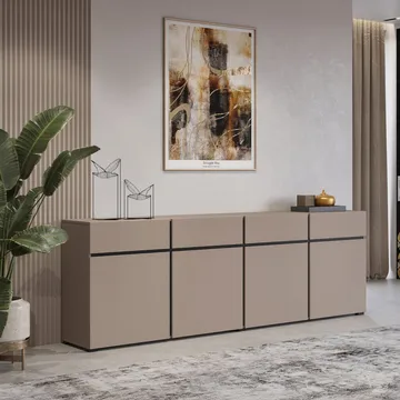 Skjenk Cross 4 dører med 4 skuffer - Congo - Svart - Oppbevaring - Oppbevaringsmøbler - Sideboard & skjenk