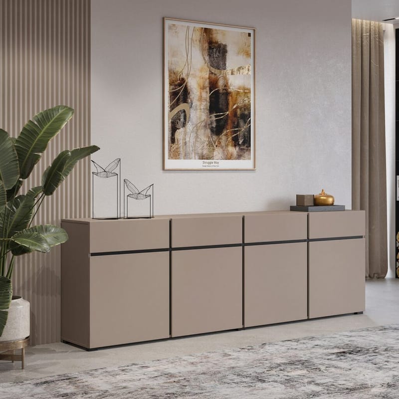 Skjenk Cross 4 dører med 4 skuffer - Congo - Svart - Oppbevaring - Oppbevaringsmøbler - Sideboard & skjenk