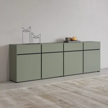 Skjenk Cross 4 dører med 4 skuffer - Grønn - Svart - Oppbevaring - Oppbevaringsmøbler - Sideboard & skjenk