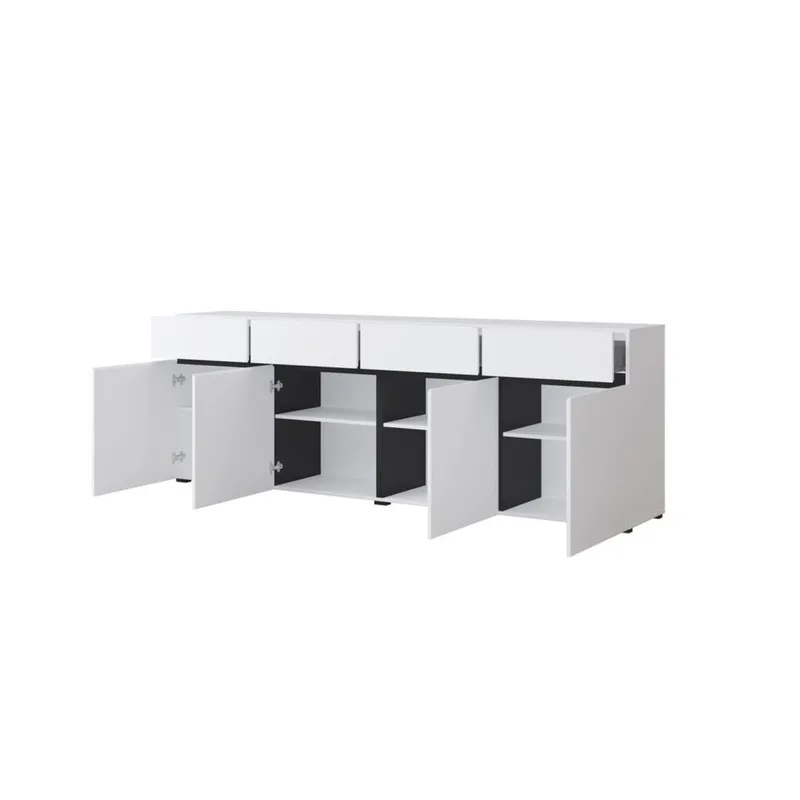Skjenk Cross 4 dører med 4 skuffer - Hvit - Svart - Oppbevaring - Oppbevaringsmøbler - Sideboard & skjenk