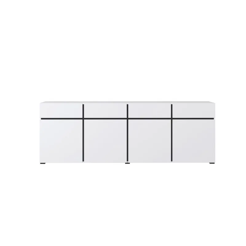 Skjenk Cross 4 dører med 4 skuffer - Hvit - Svart - Oppbevaring - Oppbevaringsmøbler - Sideboard & skjenk