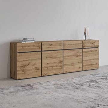 Skjenk Cross 4 dører med 4 skuffer - Wotan eik - Svart - Oppbevaring - Oppbevaringsmøbler - Sideboard & skjenk