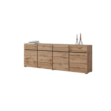 Skjenk Cross 4 dører med 4 skuffer - Wotan eik - Svart - Oppbevaring - Oppbevaringsmøbler - Sideboard & skjenk