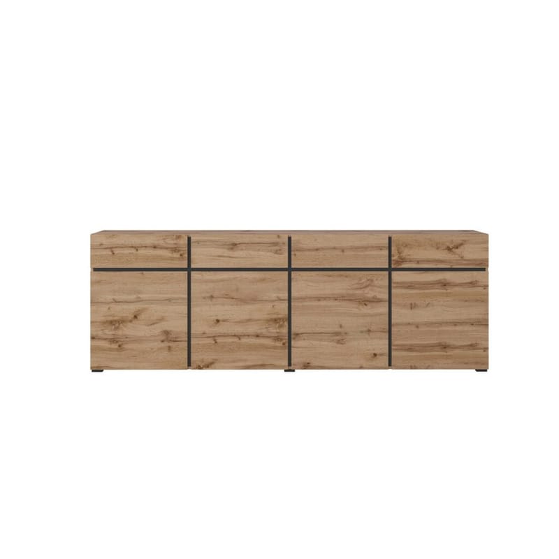 Skjenk Cross 4 dører med 4 skuffer - Wotan eik - Svart - Oppbevaring - Oppbevaringsmøbler - Sideboard & skjenk