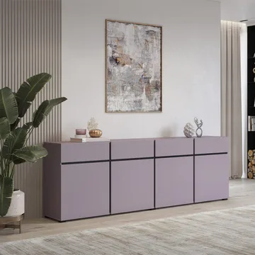 Skjenk Cross 4 dører med 4 skuffer - Plomme - Svart Onyx - Oppbevaring - Oppbevaringsmøbler - Sideboard & skjenk