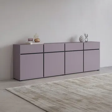 Skjenk Cross 4 dører med 4 skuffer - Plomme - Svart Onyx - Oppbevaring - Oppbevaringsmøbler - Sideboard & skjenk