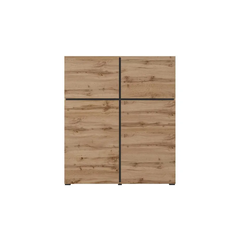 Skjenk Cross 4 Dører - Wotan eik - svart - Oppbevaring - Oppbevaringsmøbler - Sideboard & skjenk