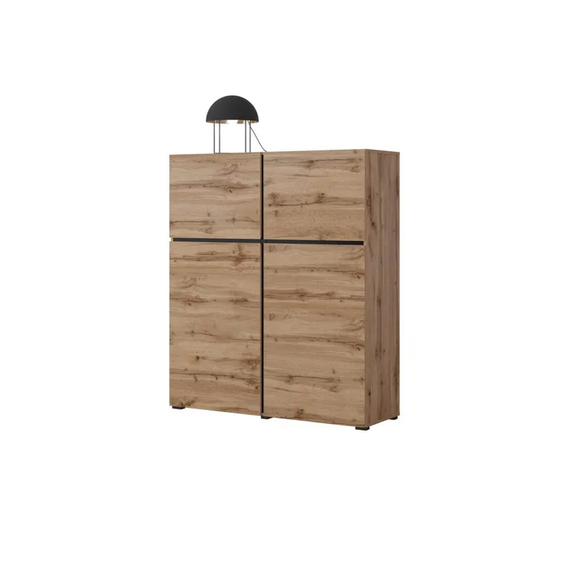 Skjenk Cross 4 Dører - Wotan eik - svart - Oppbevaring - Oppbevaringsmøbler - Sideboard & skjenk