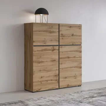 Skjenk Cross 4 Dører - Wotan eik - svart - Oppbevaring - Oppbevaringsmøbler - Sideboard & skjenk
