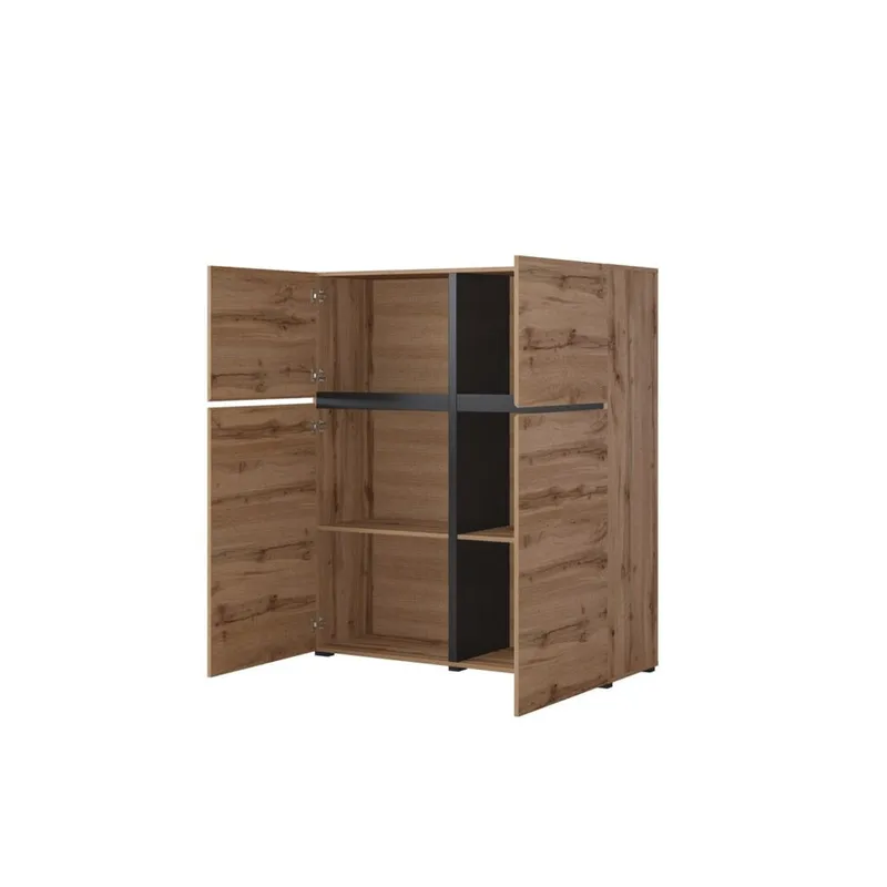 Skjenk Cross 4 Dører - Wotan eik - svart - Oppbevaring - Oppbevaringsmøbler - Sideboard & skjenk
