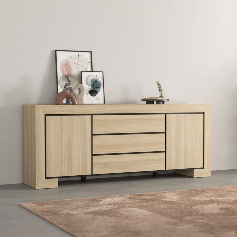 Skjenk Cuba II 2 dører med 3 skuffer - Oppbevaring - Oppbevaringsmøbler - Sideboard & skjenk