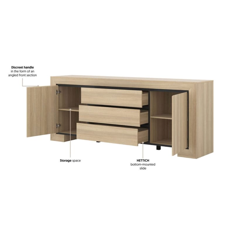 Skjenk Cuba II 2 dører med 3 skuffer - Oppbevaring - Oppbevaringsmøbler - Sideboard & skjenk