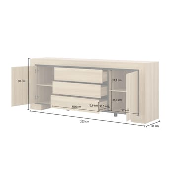 Skjenk Cuba II 2 dører med 3 skuffer - Oppbevaring - Oppbevaringsmøbler - Sideboard & skjenk