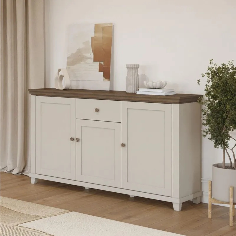 Skjenk Evora 3 dører 1 skuff - Lys Beige - Oppbevaring - Oppbevaringsmøbler - Sideboard & skjenk